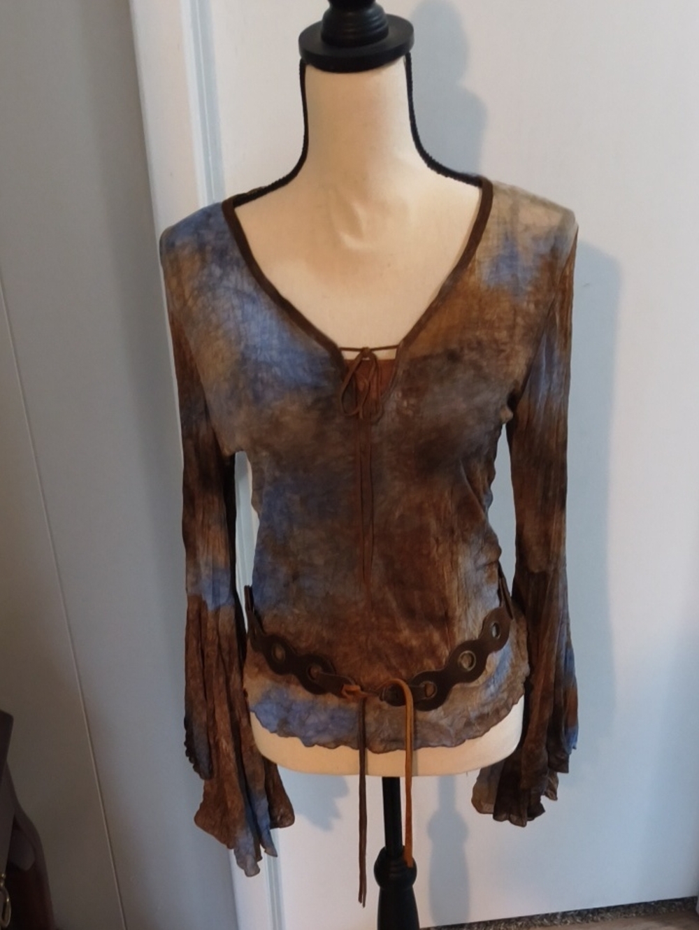 Vintage Juniors Boho Tie-Dye V-Neck